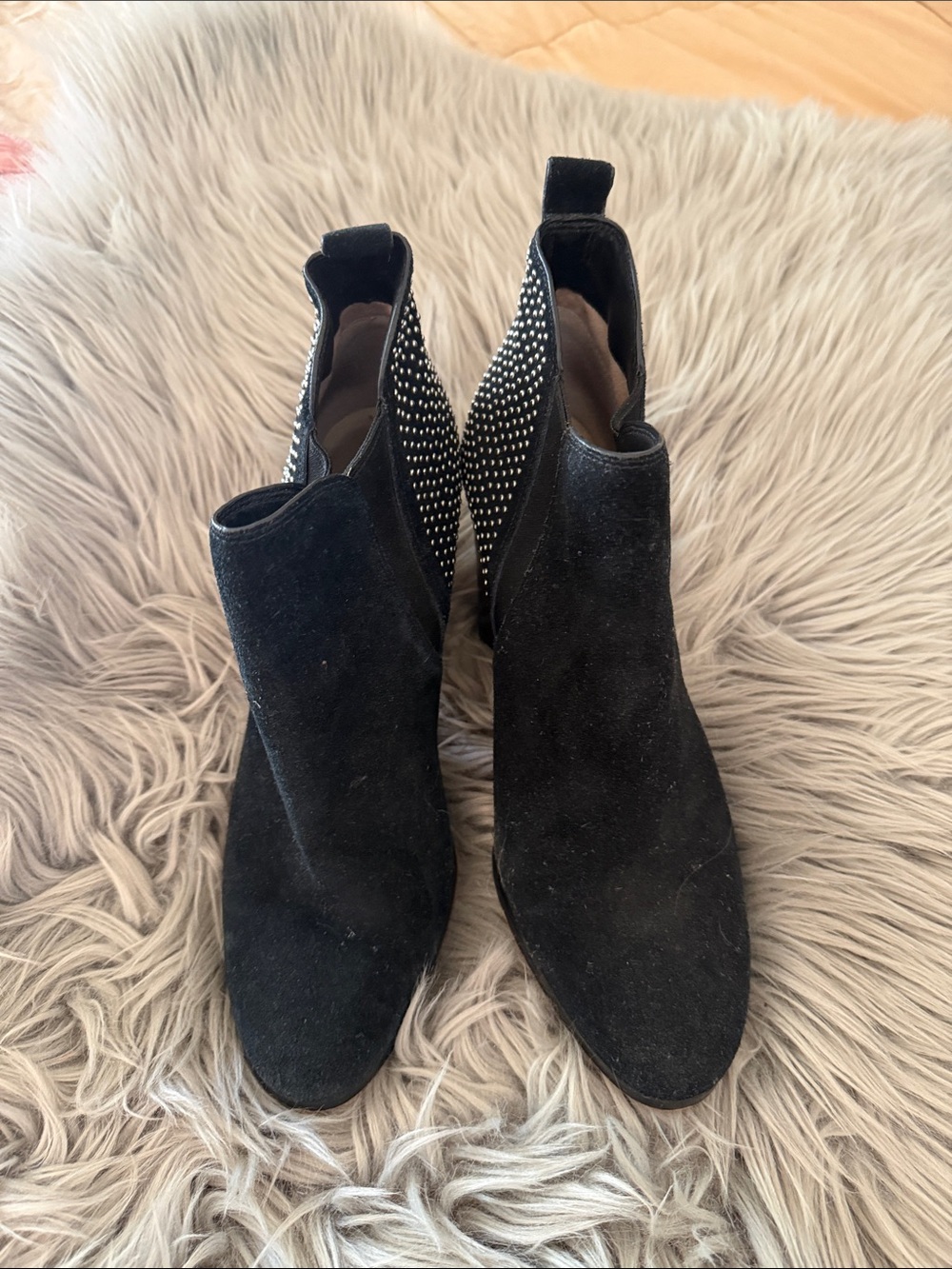 MICHAEL Michael Kors Black Suede Ankle Booties with Embellished Back